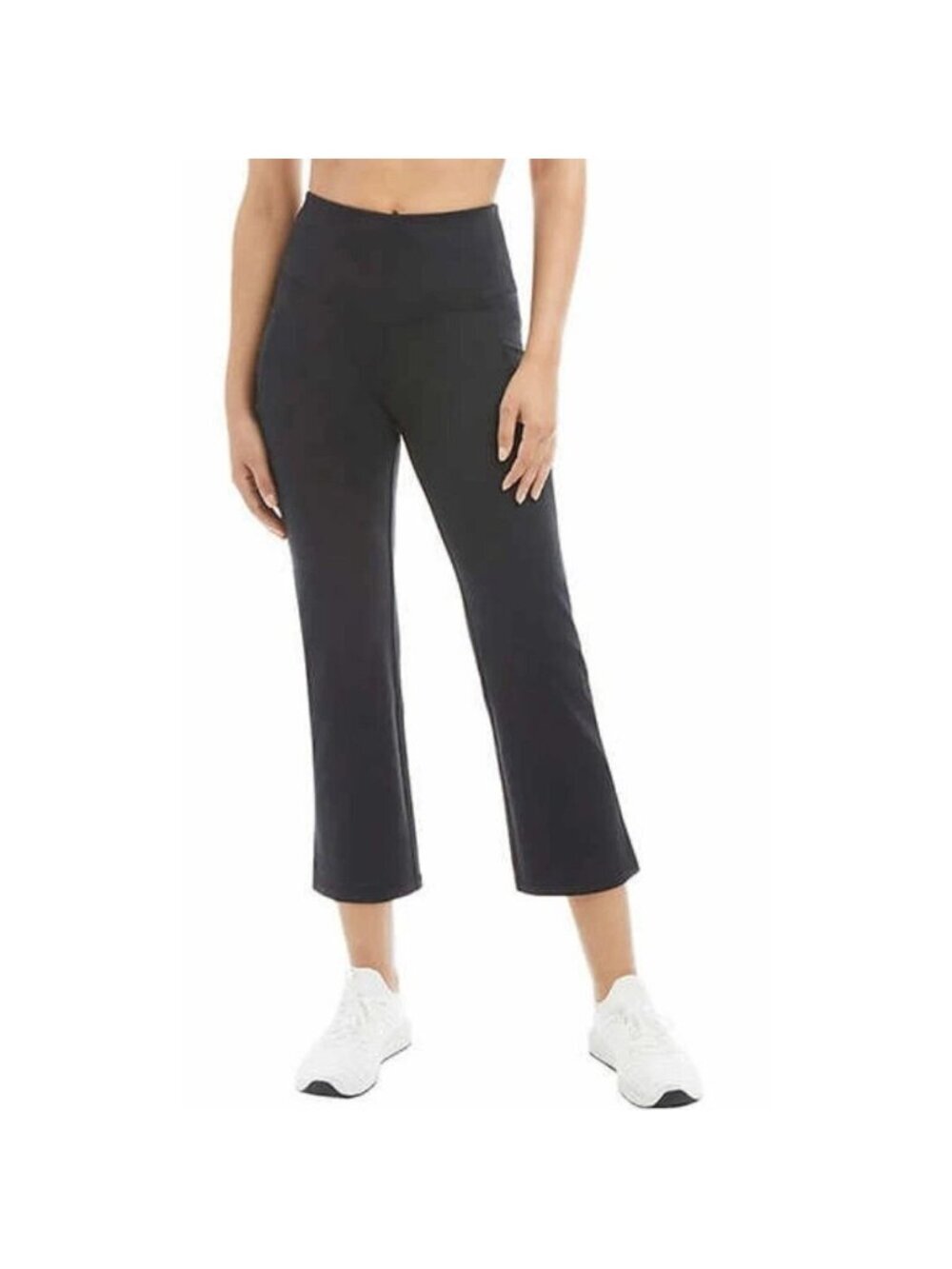 NWT Jockey Women's S Black Cropped Slit Flare Pants Inseam 25" P0597